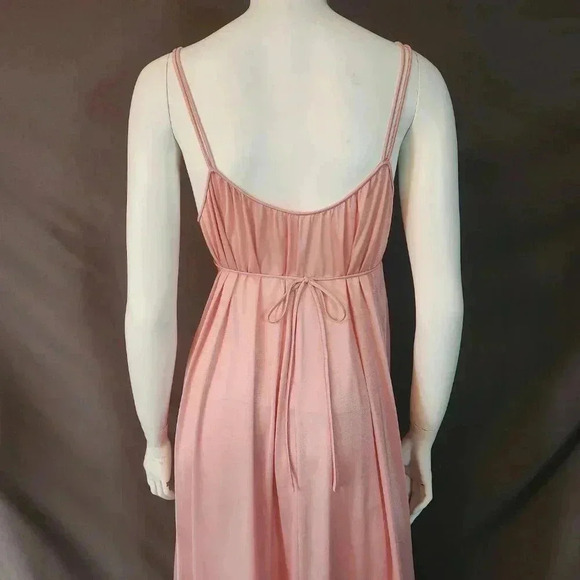 Vintage 70s Blush Pink Empire Waist Slip Nightgown Dress S - Picture 10 of 13